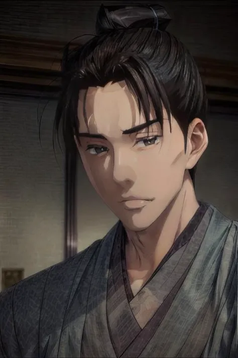 masterpiece,((bestquality)),8k,high detailed,ultra-detailed,depth of field,wide angle,volumetric lighting,Soft illuminaotion,front lighting,eye level view/level gaze/straight gaze,Anime Style,(male kimono:1.3),
1boy,<lora:Sugishita_Lora-000001:1>,sugishita,adult,confused,global illuminations,available  light,dramatic  angle,
male focus,solo,ahirusuwari,handsome face,<lora:add_detail:1>,theater,holding,<lora:add_detail:1>,
