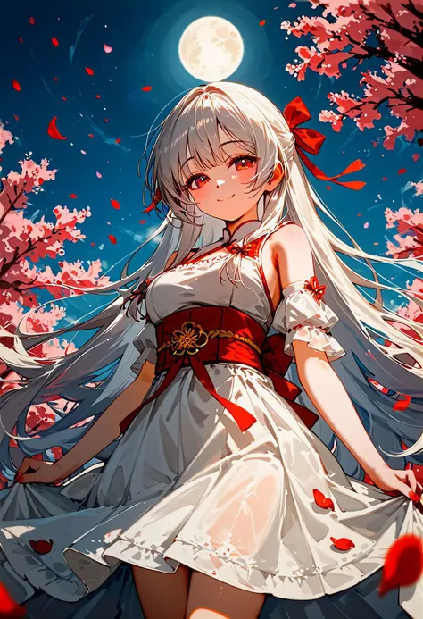 score_9, score_8_up, score_7_up,  1girl, red and white traditional dress, large hair ribbon, smile, miko flowers, moon, petals, cheeky, clear lines, high contrast,  score_6_up, uncensored, rating_questionable, rating_explicit, very aesthetic,(intricate details), (hyperdetailed), (soft focus:1.1),  8K,masterpiece, best quality , <lora:xl_more_art-full_v1.safetensors:0.65:0.65> <lora:neg4all_bdsqlsz_xl_V7.safetensors:0.8:0.8> <lora:hentai_anime_style_xl_v1.safetensors:1:1> <lora:RMSDXL_Enhance.safetensors:1:1> <lora:Concept Art Twilight Style SDXL_LoRA_Pony Diffusion V6 XL.safetensors:0.8:0.8>;