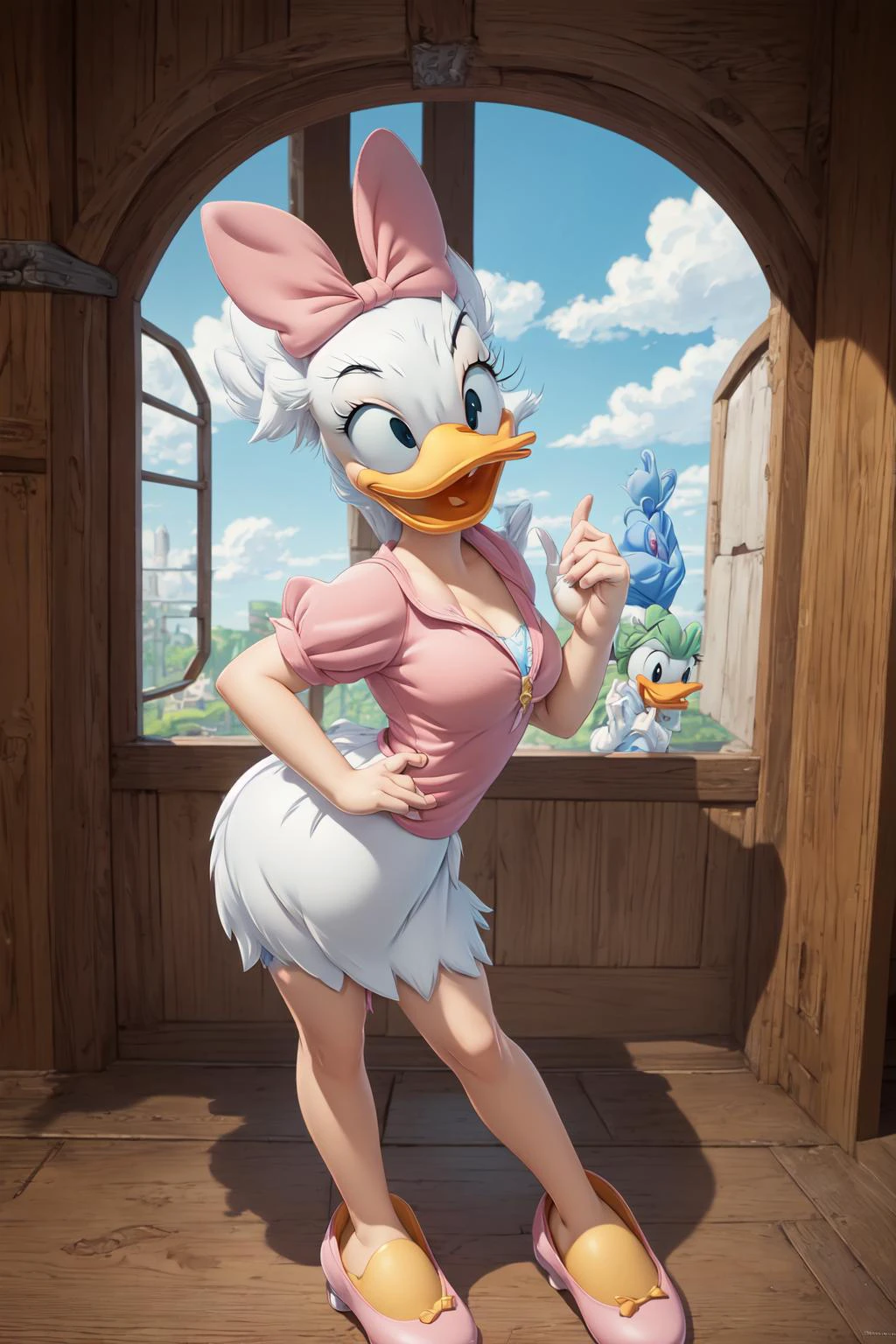 (masterpiece, best quality, hires, high resolution:1.2), extremely detailed, intricate details, highres, daisy, <lora:Daisy Duck:1.4>