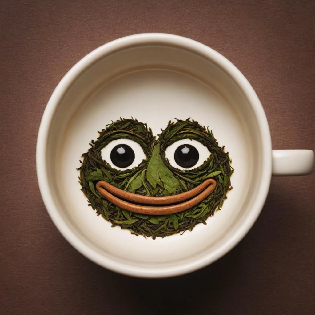 tea leaves forming the shape of pepe_frog on the bottom of an empty tea cup <lora:Tea_Leaf_Reading_Style:0.8> <lora:pepe_frog SDXL:0.8>