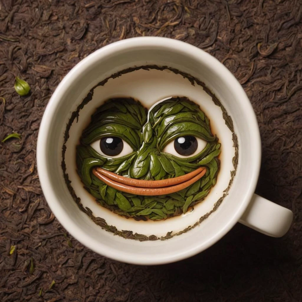 tea leaves forming the shape of pepe_frog on the bottom of an empty tea cup <lora:Tea_Leaf_Reading_Style:0.8> <lora:pepe_frog SDXL:0.8>