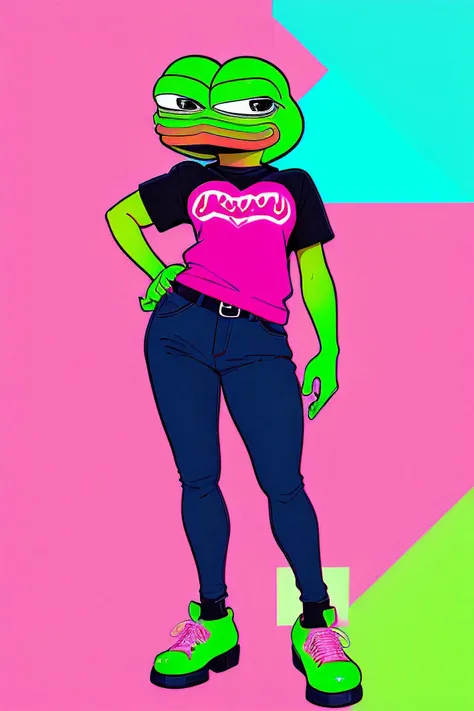 nvinkpunk, kuvshinov, dreamlikeart, samdoesart, analog style, modelshoot style <lora:pepeFrog_v20:1>,(pepe_frog:1.2),sexy body,girl,3d,octane render