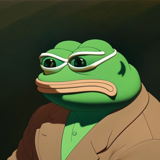 pepe_frog, highly detailed, centered, solid color background, digital painting, artstation, concept art, smooth, sharp focus, illustration, artgerm, donato giancola, Joseph Christian Leyendecker, Les Edwards, Ed Repka, WLOP, Artgerm , by studio ghibli , cartoon, <lora:pepe_frog:1>