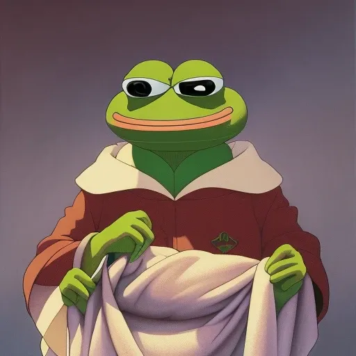 pepe_frog, portrait of a Deliriously happy and screaming Kermit the frog in Society (????), highly detailed, centered, solid color background, digital painting, artstation, concept art, smooth, sharp focus, illustration, artgerm, donato giancola, Joseph Christian Leyendecker, Les Edwards, Ed Repka, WLOP, Artgerm , by studio ghibli , cartoon, <lora:pepe_frog:1>