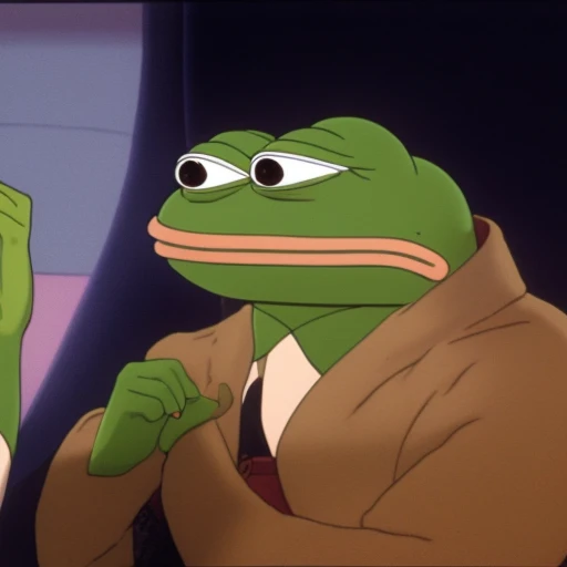 pepe_frog, portrait of a Deliriously happy and screaming Kermit the frog in Society (1989), highly detailed, centered, solid color background, digital painting, artstation, concept art, smooth, sharp focus, illustration, artgerm, donato giancola, Joseph Christian Leyendecker, Les Edwards, Ed Repka, WLOP, Artgerm , by studio ghibli , cartoon, <lora:pepe_frog:1>