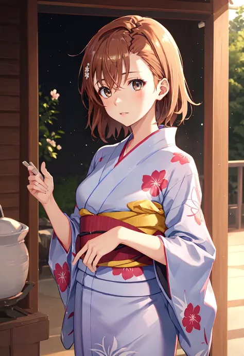 best quality, masterpiece, highres, solo, (misaka_mikoto_bluearchive:1.10), (yukata:1.30), (kimono:1.15), 31 <lora:misaka_mikoto_bluearchive:0.80>