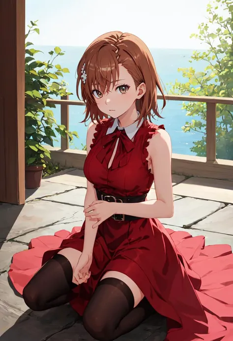 (safe:1.10), best quality, masterpiece, highres, solo, (misaka_mikoto_bluearchive:1.10), kneeling, kneeling on one knee, on one knee, cowboy shot, looking at viewer, 39 <lora:misaka_mikoto_bluearchive:0.80>