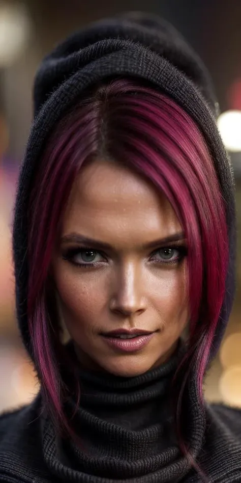 portrait of anna_bell_peaks, (1girl),
(closeup portrait),
((front view)), ((full-body)),
((best quality)), ((masterpiece)), ((hyper-realistic)), (ultra-detailed), photo, high quality,
looking at the viewer,
hands apart,
wearing  ((black cowl turtleneck)),  roll_up_sleeves,
wearing a (((black:1.2) pants)), 
wearing a ((belt)),
walking pose,
makeup, mascara,
(street),
(bokeh),(detailed), (intricate), (cinematic lighting), (sharp focus on eyes), (skin texture:1.2),
((highly detailed face, realistic skin texture)),
sharp focus,
fujifilm xt3, natural skin texture, by holly randall,
<lora:anna_bell_peaks:0.8>, <lora:add_detail:0.4>, <lora:more_details:0.5>,