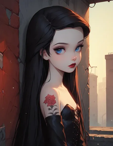 score_9, score_8_up, score_7_up, p3tr4, 1girl, solo, standing on broken concrete, young Goth girl Ariel, ArielWaifu, young Goth, pale skin, white skin, Blue eyes, red long hair, floating hair, tattoos, black dress, black leather corset, petite body, in front of a graffitied wall, outdoors, dynamic, masterpiece, best quality, transparent, soft lighting, dynamic lighting, (front light:1.5), zPDXL