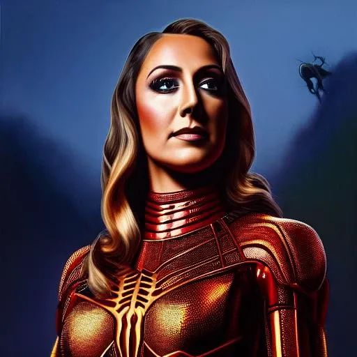 cinematic bust portrait of smiling beautiful toothBaker as spiderwoman from left, head and chest only, exotic alien features, robotic enhancements, desaturated, Tim Hildebrandt, Wayne Barlowe, Bruce Pennington, donato giancola, larry elmore, oil on canvas, masterpiece, trending on artstation, featured on pixiv, cinematic composition, dramatic pose, beautiful lighting, sharp, details, hyper-detailed, HD, HDR, 4K, 8K