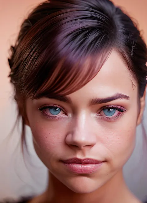 portrait of skswoman, grimace , wearing tulle , with burgundy Wispy bangs , background fire epic (photo, studio lighting, hard light, sony a7, 50 mm, matte skin, pores, colors, hyperdetailed, hyperrealistic), <lyco:Denise RichardsV3:1.2>