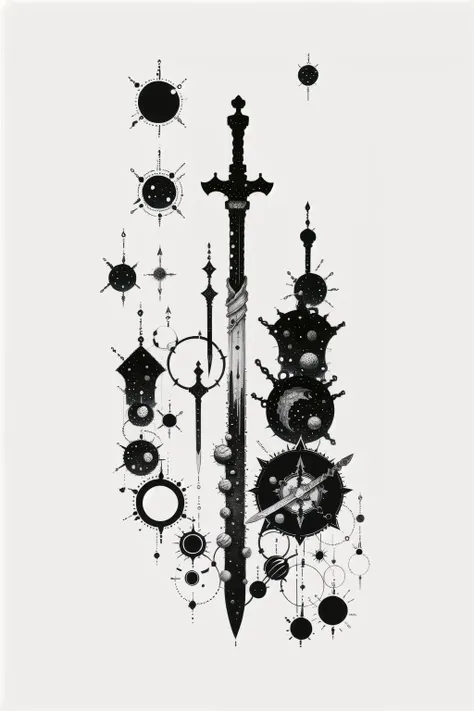 swords and shields in the style of b1nk <lora:b1nk3(0.85-1)CIVIT:1>