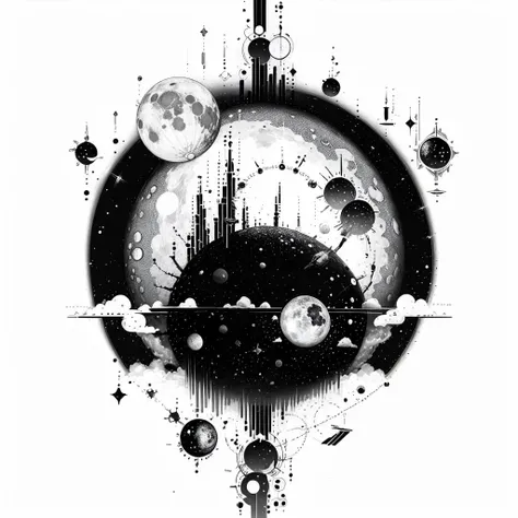 A moon in the style of b1nk