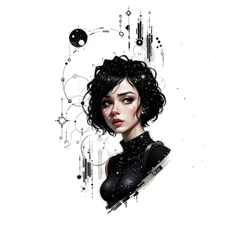 A woman in the style of b1nk