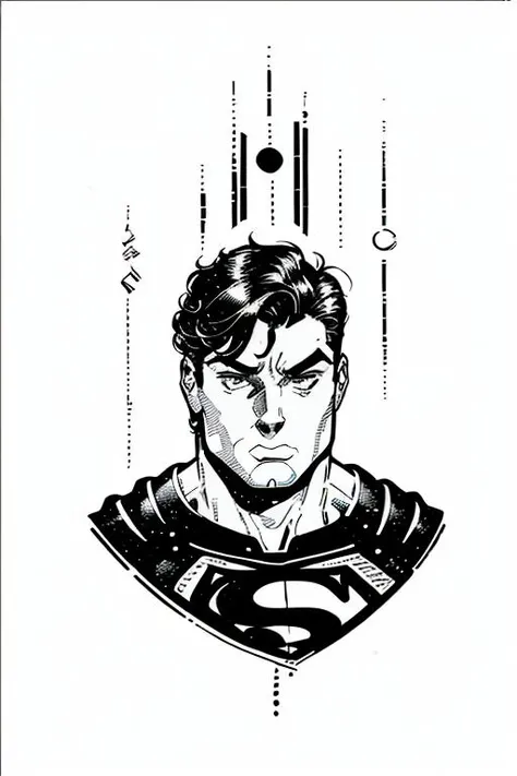 comics style, analog style, illustration, lineart comics style, analog style, illustration, lineart superman in the style of b1nk <lora:b1nk3(0.85-1)CIVIT:1>
