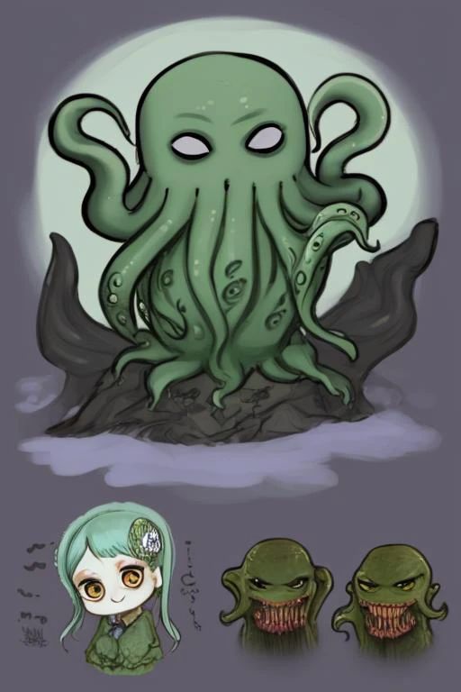 cthulhu, cute chibi, lovecraft