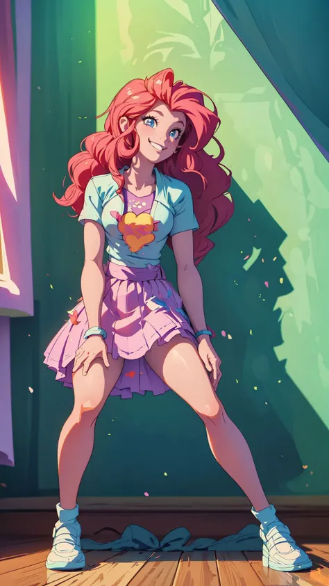 masterpiece,best quality,<lora:mlp_pinkiepie-11:1>,cowboy shot,solo,1girl,mlppinkiepie,smile:0.5,looking at viewer,shirt,skirt,in a candy store,indoors,dynamic lighting,