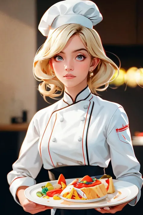 1girl, solo, portrait, chef, kitchen, plate, blurry_background, bokeh, chromatic_aberration, depth_of_field, female focus, photorealistic, soft colors, masterpiece, high quality, (high detailed skin:1.1)
<lora:sydney_sweeney_lora_v01:1> sweeney97, blonde hair