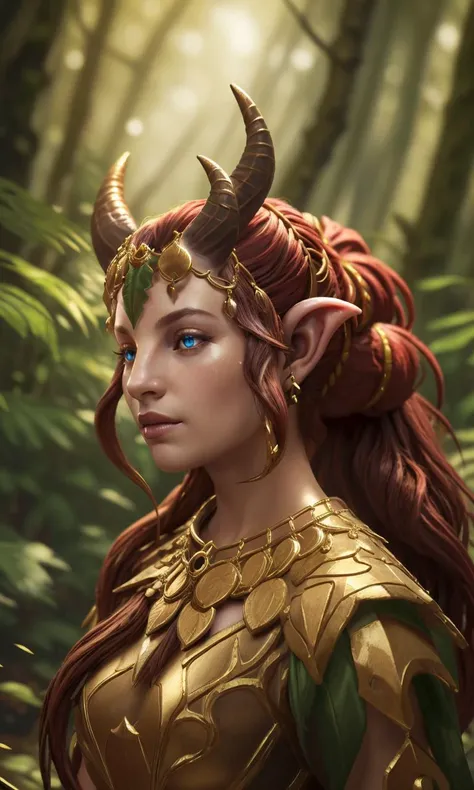 enchdota2023, 1girl, centaur, horns, fantasy setting, 8k, uhd, photorealistic, masterpiece, detailed skin, skin pores, intricate, depth of field, dark forest,