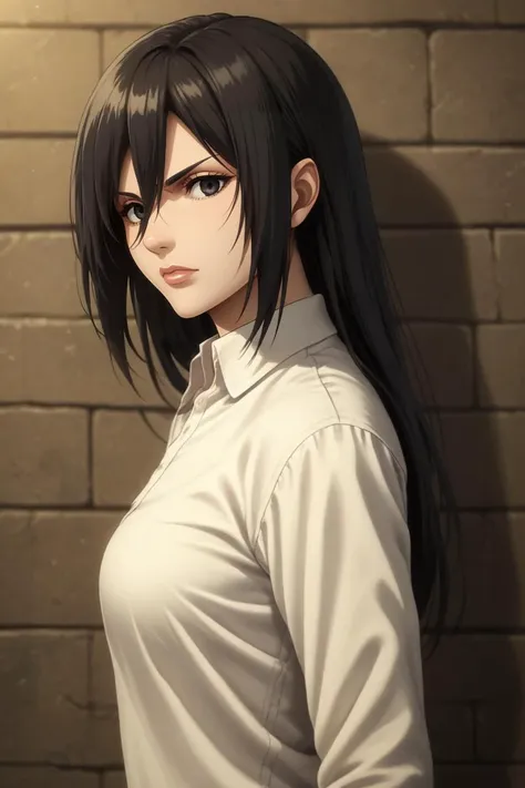 score_9, score_8_up, score_7_up, source_anime, rating_safe, , semi-realistic, looking at viewer, depth of field, 1girl, solo, <lora:mikasa_ackerman_pony:1>, mikasa_ackerman, black hair, black eyes, s1, hair between eyes, long hair, lips, profile, great wall of china, dawn, standing on one leg, angry, , <lora:sdxl_lightning_8step_lora:1>