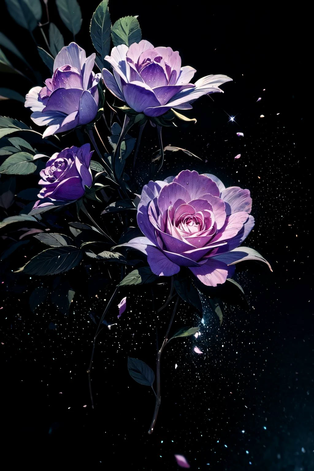 (highly detailed:1.3),
a (frozen:1 1) cosmic rose, the petals glitter with a crystalline shimmer, swirling nebulas, 8k unreal engine photorealism, ethereal lighting, purple, nighttime, darkness, surreal art,
Ultra-detail, (highres:1.1), best quality, (masterpiece:1.3), cinematic lighting, <lora:add_detail:0.5>, <lora:epi_noiseoffset2:1>,