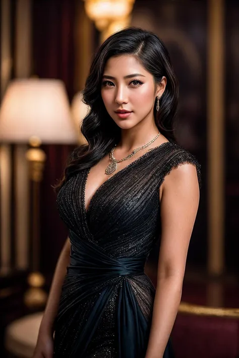 VG06_SoloTI_v1,
((sexy)),
(In an elegant, 1940s-inspired outfit with luxurious fabrics and intricate details, paired with impeccably styled hair and a look of intense, restrained emotion, for a look of timeless sophistication), (Amidst the opulent, meticulously recreated settings of wartime Shanghai and the tense, intimate interiors of covert operations, where the interplay of passion and betrayal creates an atmosphere of gripping suspense and emotional depth:1.3), (intense:1.3),(analog, cinematic, rich colors, soft lighting, detailed compositions, cinematic shot:1.3),
<lora:add_detail:0.6> epiCPhoto, PA7_Portrait-MCU