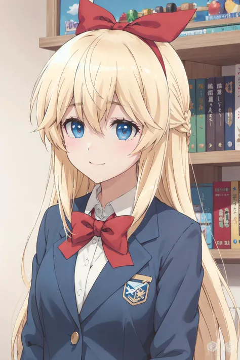 <lora:0020HSCemilia:0.8>, hscemilia,school_uniform,blazer,hair_ribbon,looking_at_viewer,