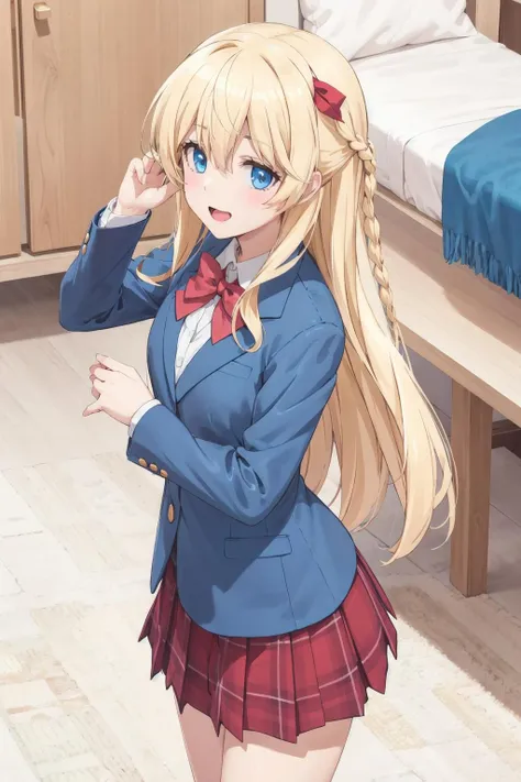 <lora:0020HSCemilia:0.8>, hscemilia,school_uniform,blazer,hair_ribbon,looking_at_viewer,posing,