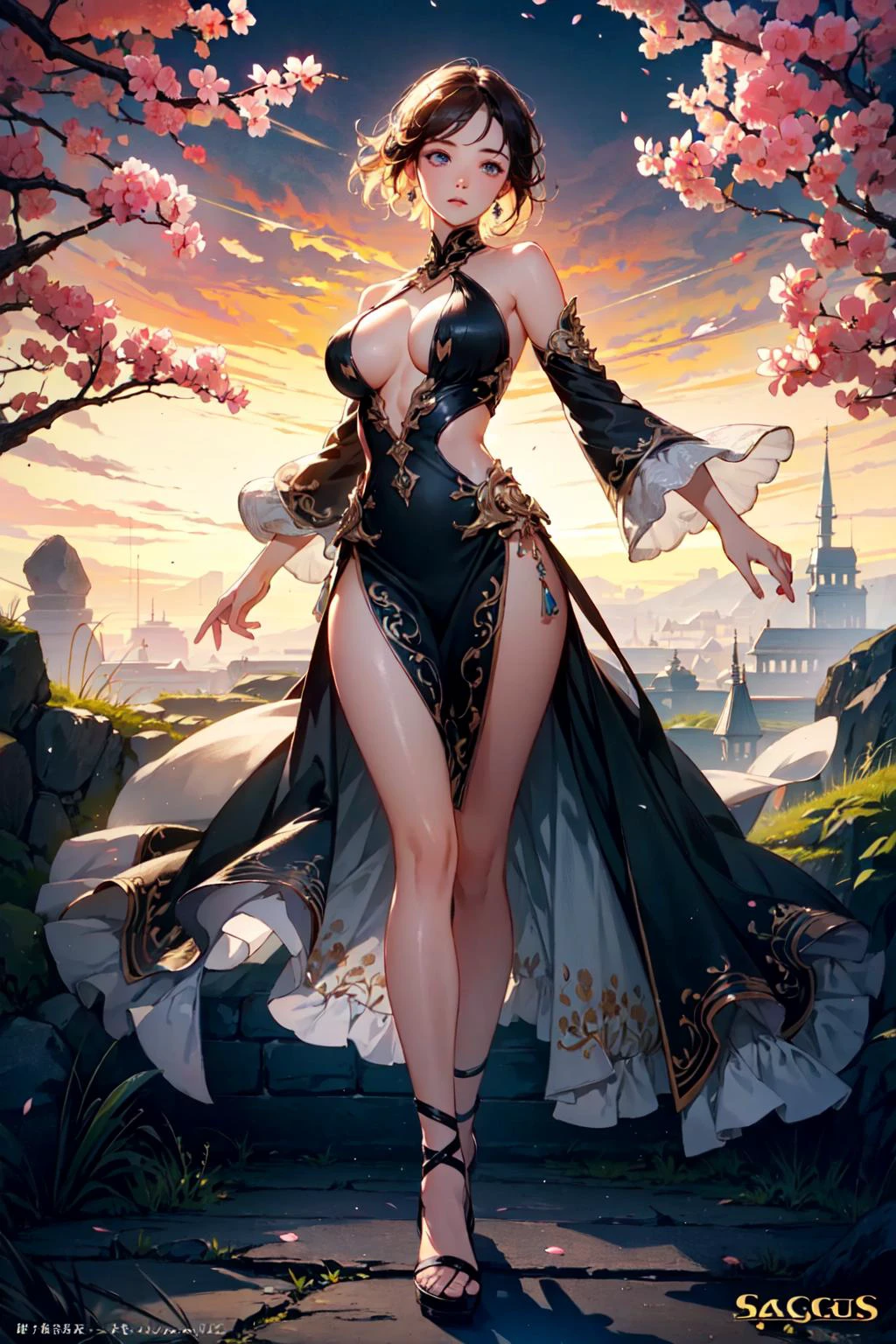 (masterpiece),(best quality), girl,((ultra-detailed)), (highly detailed CG illustration),(expressionless),, (masterpiece),(best quality), girl,((ultra-detailed)), (highly detailed CG illustration),(expressionless),, (best quality:1.2),masterpiece,realistic8K UHD,High definition,(1girl:1.2),High quality texture,intricate details,detailed texture,finely detailed,high detail,extremely detailed cg,High quality shadow,a realistic representation of the face,Detailed beautiful delicate face,Detailed beautiful delicate eyes,a face of perfect proportion,Depth of field,Cinematic Light,Lens Flare,Ray tracing,perspective, hyper breasts:1.9), (sagging breasts:1.6), (high_quality), [nsfw], distinct_image, high_resolution, (full body:1.4), [[dynamic angle]], dynamic pose, (lustrous skin), solo focus, (pubic hair), (finely detailed beautiful eyes and detailed face:1.4),arm behind back, (detailed face), (hair streaked hair), light source contrast, lens flare, buzzcut, hair_over_one_eye, withering look,long hair, pa,masterpiece:1.7, (high_quality dress and innerware), solo focus,[[colored_innerwear]], (full body:1.3), [[dynamic angle]], dynamic pose, (pubic hair), (finely detailed beautiful eyes and detailed face:1.2),cute, beautiful detailed eyes,(hair streaked hair), hair_over_one_eye:1.1,(detailed background) , wide shot, pastel, a girl, forest, spring \(season\), cherry blossoms, wind, leaf,river,stone, shine, shiny ,
