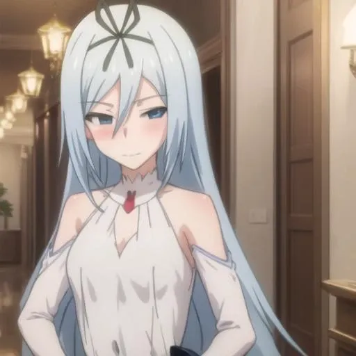 masterpiece, best quality, tsurime, krulcifer einfolk, 1girl, slightly smiling, blushing, eyes full of life, slightly embarrassed face expression, shy, formal and elegant dress,  whole body view, <lora:oczy:0.90>  <lora:SMnB_krulcifer-bahamut-01:0.85>