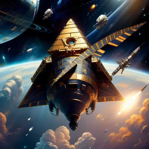 award winning concept art painting, spacecraft (flying in space:1.3), intricate details, hihgly detailed textures, modelshoot style, dreamlikeart, dramatic lighting. 8k, highly detailed, trending artstation,
style-hamunaptra