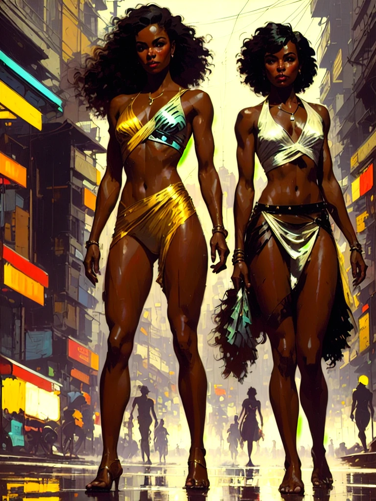 young women, full body, Rio de Janeiro Street, cinematic lighting, enhance, soft light beam, perfect face, by Frank Frazetta, by Michael Garmash david mack, afrofuturism, russ mills Anna Dittmann Makoto Shinkai, Tatiana Hordiienko