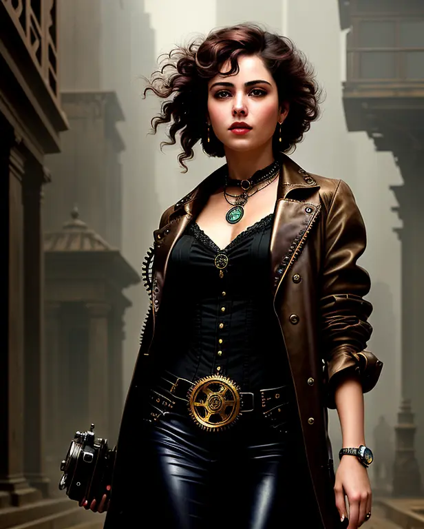 Vivid [detailed color pencil:photo shoot:0.3] by Antonio J. Manzanedo and (John Singer Sargent:0.5) and (Alfred Stevens:0.5) The beautiful woman surrounded by shining mechanical gears Ancient Temple (face looking Fearful:1.2), steampunk, steampunk, Blade Runner, twilight, action shot hero pose, Action, cinematic dramatic lighting, bokeh, HQ, 8K, hyper detailed, RAW photo shot on Canon 5D, masterpiece [oil painting:hyperrealism:0.3] in the style of (compositionArtists:0.5)