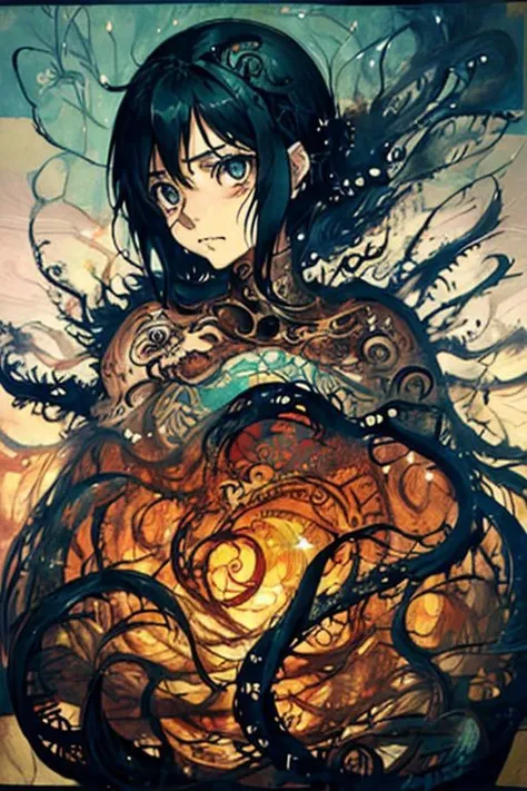 by Makoto Shinkai, lovecraftian, (alive but extremely beautiful:1.4), (intricate details, masterpiece, best quality:1.4) , in the style of nicola samori,
<lora:epi_noiseoffset2:0.5> <lora:add-detail-xl:1> <lora:xl_more_art-full_v1:0.5> <lora:NicolaSamori:0.7>