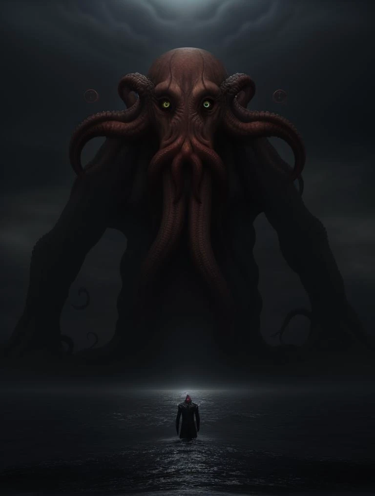 <lora:lvcrftn-000004:1> lvcrftn AND giant cthulhu looming, glowing eyes, misty horizon AND <lora:LowRa:0.75>