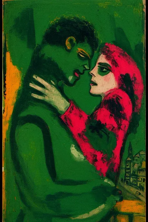 hulk in love, city, dark theme, masterpiece, bold colors, high contrast,
by MarcChagall, green theme, dark theme <lora:MarcChagall_Style_v01:1.2>