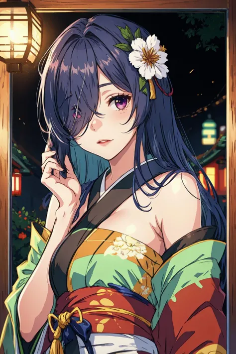 1girl, kimono, hair over one eye,  <lora:Trento-000018:0.8>