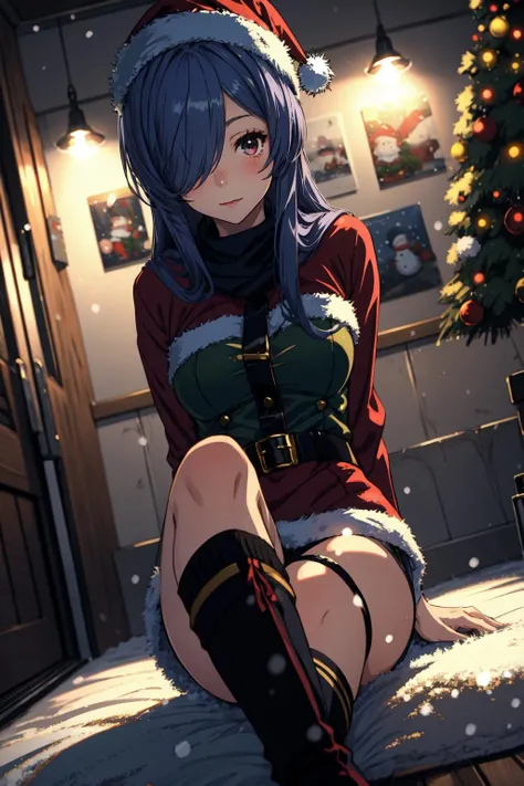 1girl, christmas, chrismas outfit, hair over one eye, city, snow, <lora:Trento-000018:0.7>, <lora:add_detail:0.2>,, (()), Anime, Medium Long Shot, Point of View Shot, POV, Knee Level Shot