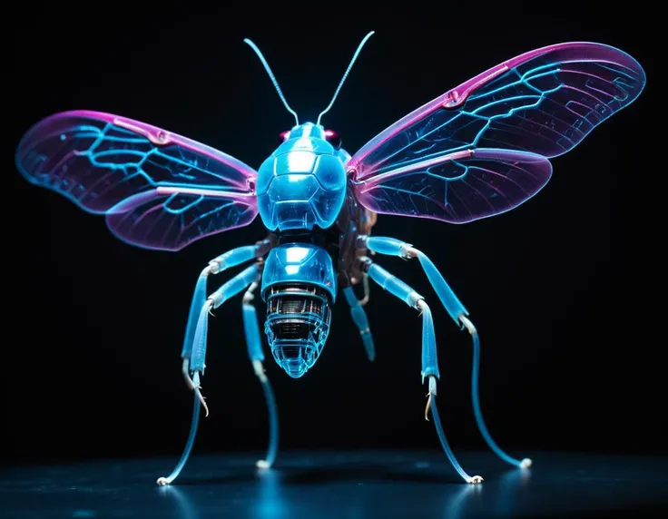 cinematic film still of a translucent (cybernetic robot-like Elephant hawk-moth:1.5), (blue glowing veins:1.3) (cables going into body, circuits:1.3), extremely detailed, <lora:xl_more_art-full_v1:0.5>, vignette, highly detailed, high budget, bokeh, moody, epic, gorgeous, film grain, grainy