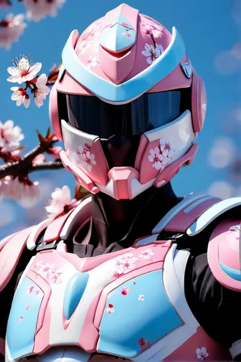 there is a close up of a pink flowered tree branch, 256 x 256, sky blue and white color scheme, cherry blossom background, flower sepals forming helmet, featured, throw, peaches, full body character portrait image