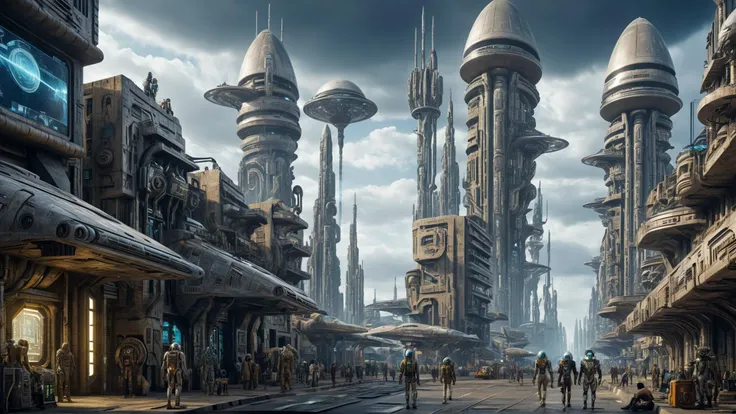 <lora:add-detail-xl:1.5>, <lora:EgyptPunkAI:0.5> (egyptpunkai scifi:1.1), <lora:HRGigerAI:0.5> (HRGigerAI:1.1), (Nasapunk style:1.3), (Hard Sci-Fi style:1.3), (science fiction style:1.3).
Apocalyptic city with (people:0.5) and (gadgets:0.5) in the background. afternoon, cloudy.
cinematic lighting, vibrant colors, detailed skin texture, detailed cloth texture, beautiful detailed perfect face, intricate sharp details, ultra high res