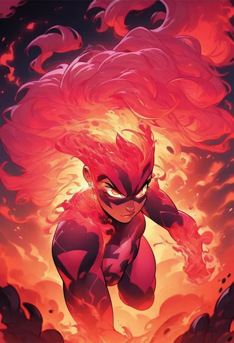 score_9, score_8_up, score_7_up, score_6_up, score_5_up, score_4_up, <lora:Fiery_Aura_for_Pony:1> fiery aura, 1girl, colorful, perfect eyes, super hero, action pose, idz, 2d illustration, source_cartoon, cartoon "
