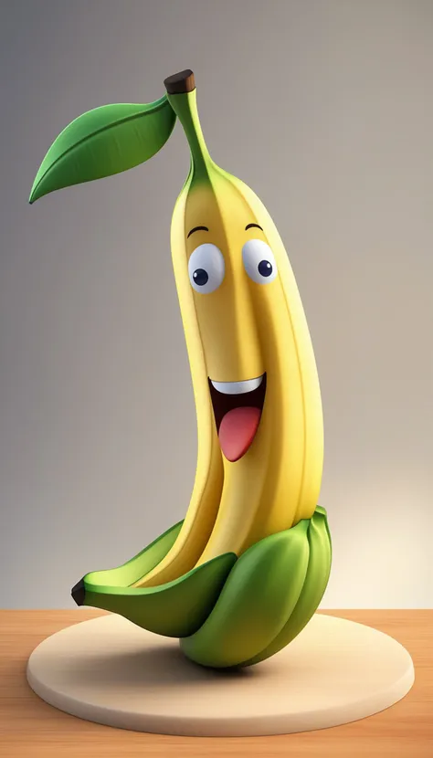 a happy cartoon banana fruit, Pixar Style, perfect composition, 8k artistic photography, photorealistic concept art, masterpiece