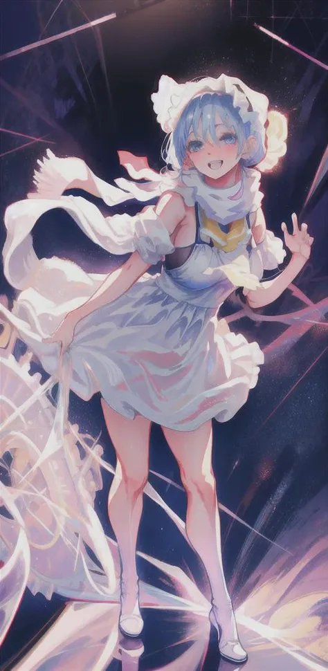 8k, ultra highres, RAW photo, best quality, masterpiece:1.2, highly detailed, full body shot,blue eyes, happy, ,datail eyes, sweat,
maid dress, maid scarf, maid , happy,detail leg, <lora:shion_v1.0:1>, <lora:michiking_v1.0:0.6>,akimbo