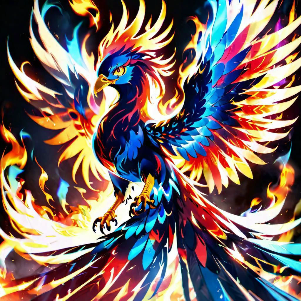 (high quality:1.4), (high resolution:1.3), (incredibly detailed:1.28), cinematic lighting, masterpiece, glowing eyes, etheral phoenix, etheral phoenix, flaming phoenix, negative_hand, ng_deepnegative_v1_75t