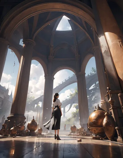 a beautiful woman, cinematic, painting, concept art, smooth, sharp focus, illustration, fantasy background, artstation trending, octane render, unreal engine, 4k, UHD, masterpiece