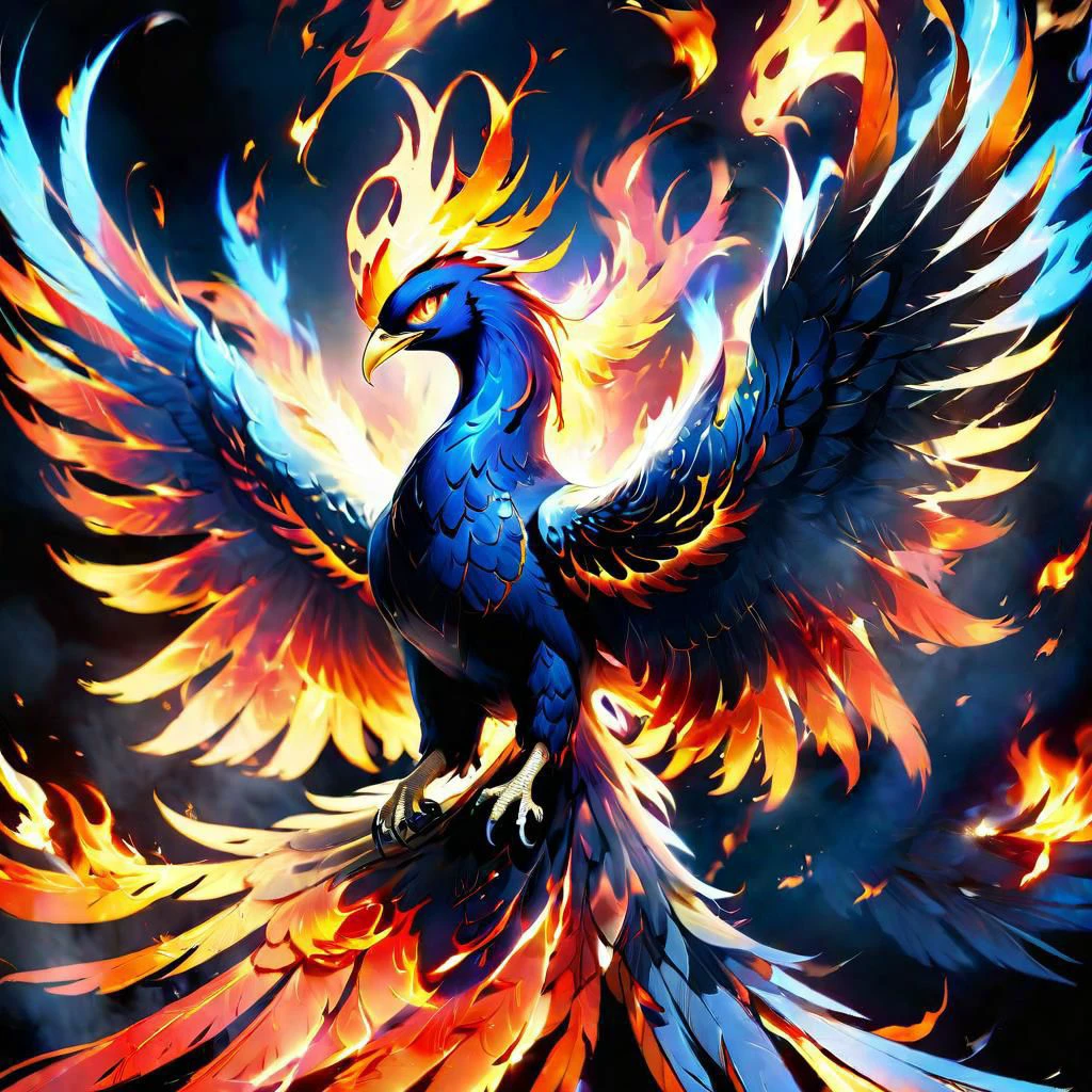 (high quality:1.4), (high resolution:1.3), (incredibly detailed:1.28), cinematic lighting, masterpiece, glowing eyes, etheral phoenix, etheral phoenix, flaming phoenix, negative_hand, ng_deepnegative_v1_75t