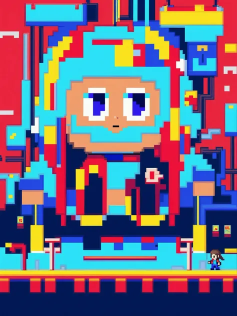 1girl, Illustrate a scene inspired by retro video games, with pixel art, 8-bit graphics, and nostalgic characters and elements.