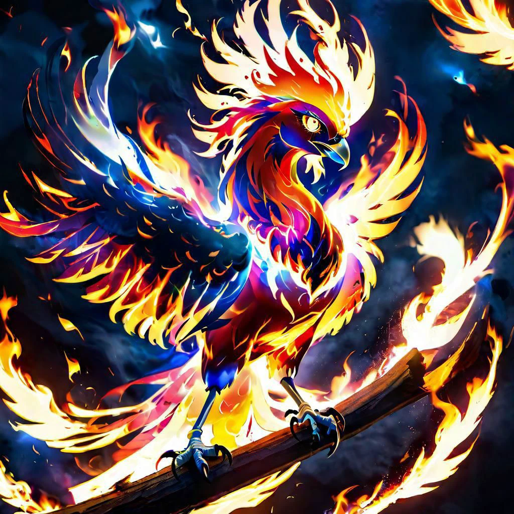 (high quality:1.4), (high resolution:1.3), (incredibly detailed:1.28), cinematic lighting, masterpiece, glowing eyes, etheral phoenix, etheral phoenix, flaming phoenix, negative_hand, ng_deepnegative_v1_75t