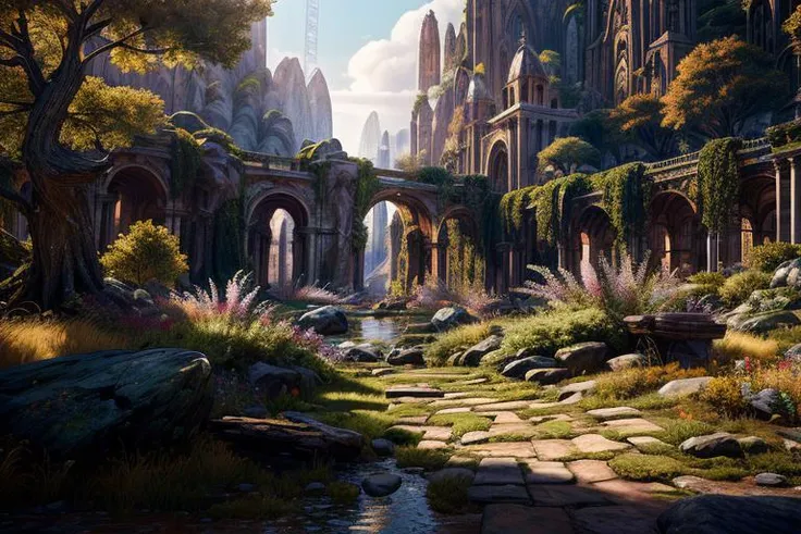 masterpiece, best quality, high quality, extremely detailed CG unity 8k wallpaper, ruins, day, no humans, award winning photography, Bokeh, HDR, bloom, Chromatic Aberration ,Photorealistic,extremely detailed, trending on artstation, trending on CGsociety, Intricate, High Detail, dramatic, art by midjourney,